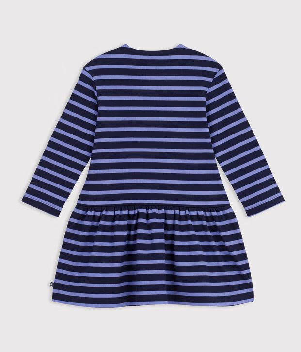 Abito a maniche lunghe in cotone a righe Petit Bateau