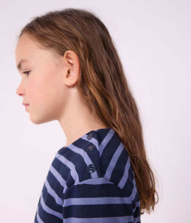 Abito a maniche lunghe in cotone a righe Petit Bateau