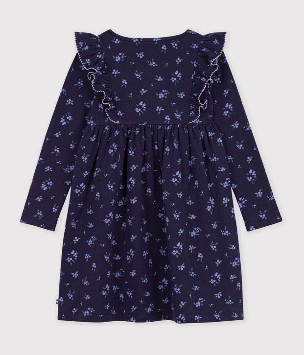 Abito a maniche lunghe in cotone a fiori Petit Bateau