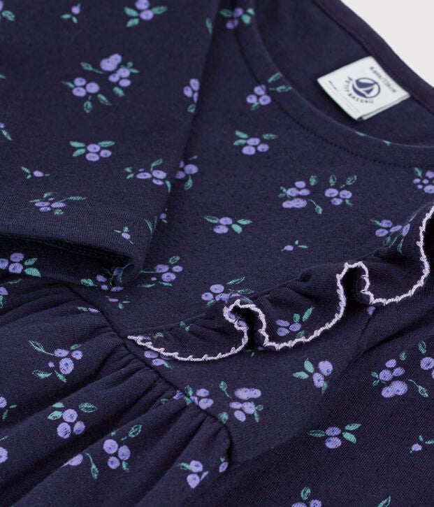 Abito a maniche lunghe in cotone a fiori Petit Bateau