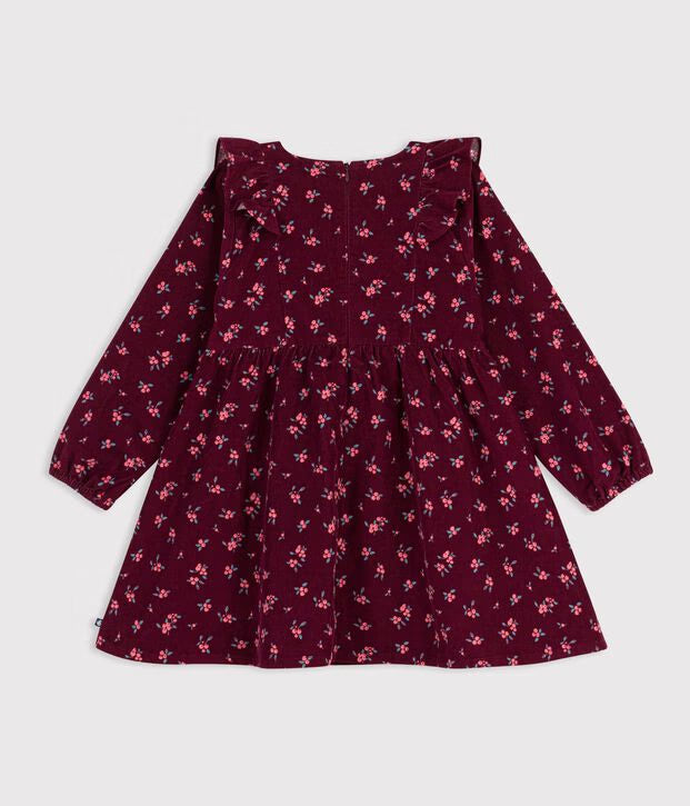 Abito a maniche lunghe in velluto a fiori Petit Bateau