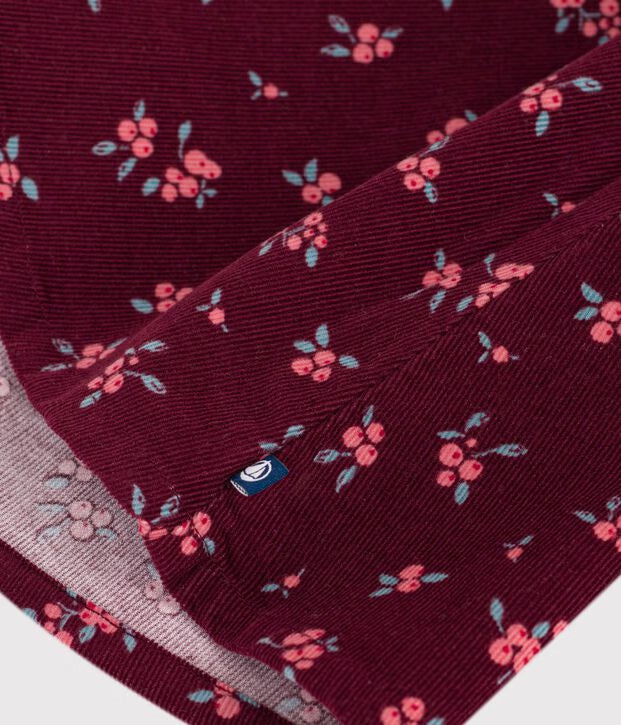 Abito a maniche lunghe in velluto a fiori Petit Bateau