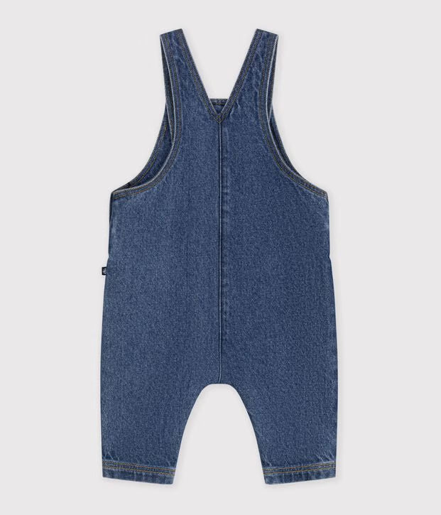 Salopette lunga in denim on tasca a cuore Petit Bateau