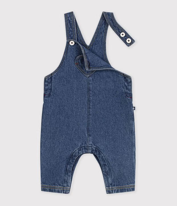 Salopette lunga in denim on tasca a cuore Petit Bateau