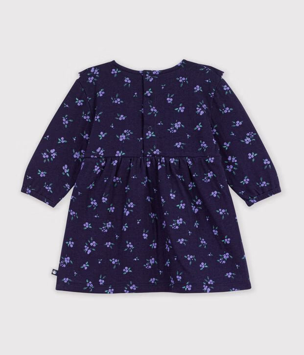 Abito a maniche lunghe in cotone con stampa a fiori Petit Bateau
