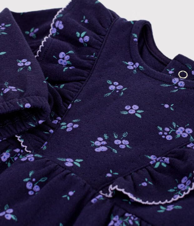 Abito a maniche lunghe in cotone con stampa a fiori Petit Bateau