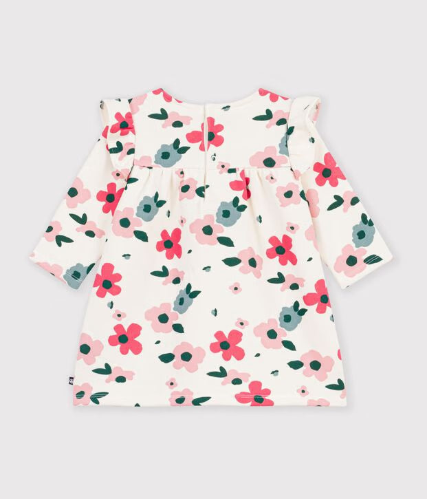 Abito a maniche lunghe in cotone con stampa a fiori Petit Bateau