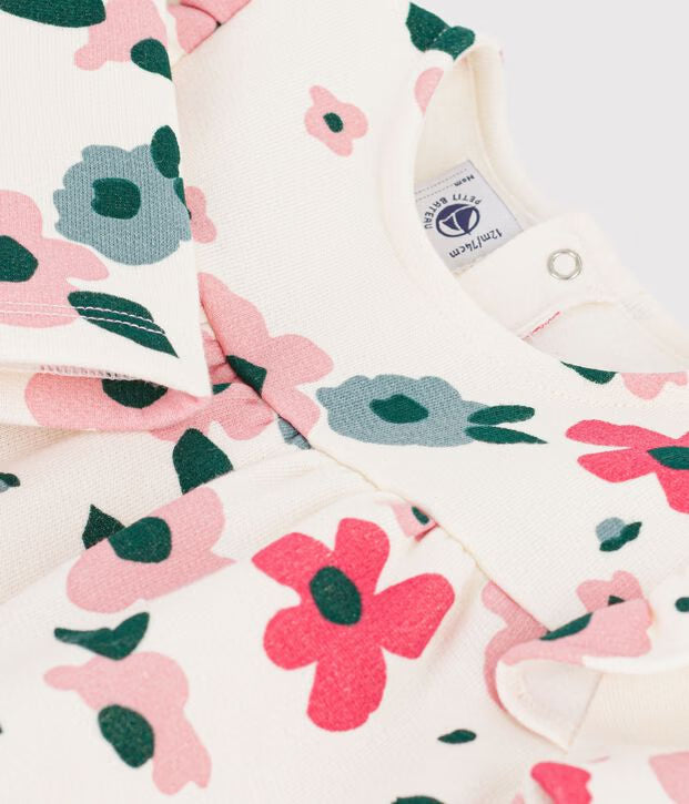 Abito a maniche lunghe in cotone con stampa a fiori Petit Bateau