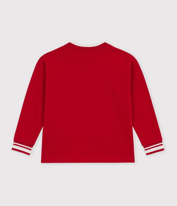 T-shirt a maniche lunghe in cotone tinta unita Petit Bateau
