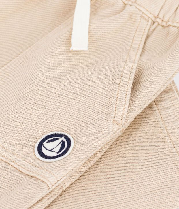Pantaloni stile cargo in cotone tinta unita con stemma Petit Bateau
