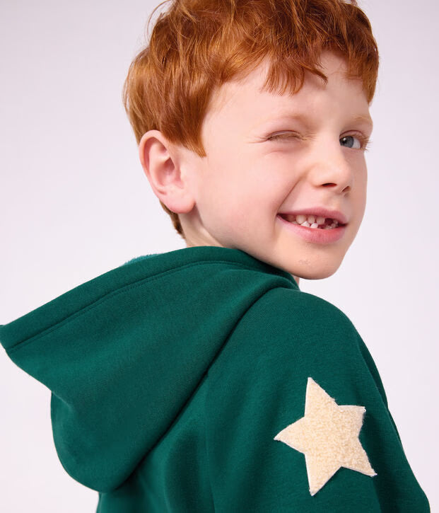 Felpa con cappuccio in cotone tinta unita Petit Bateau