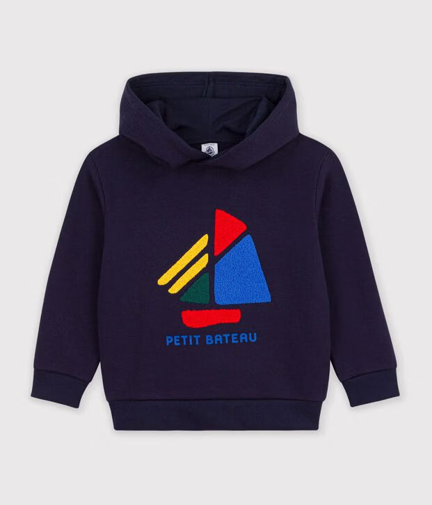 Felpa con cappuccio in cotone con barca Petit Bateau