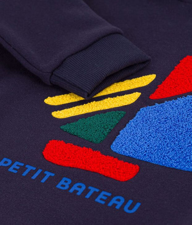 Felpa con cappuccio in cotone con barca Petit Bateau