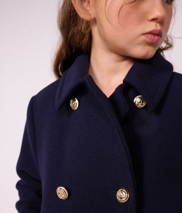 Caban bambina in panno di lana Petit Bateau