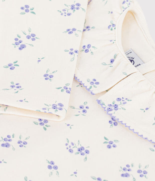 T-shirt a maniche lunghe con colletto e stampa a fiori Petit Bateau