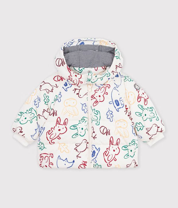 Giacca imbottita per neonati in poliestere stampato Petit Bateau