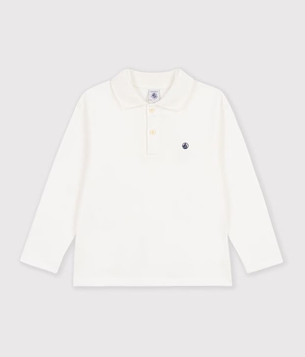 Polo a maniche lunghe in cotone Petit Bateau