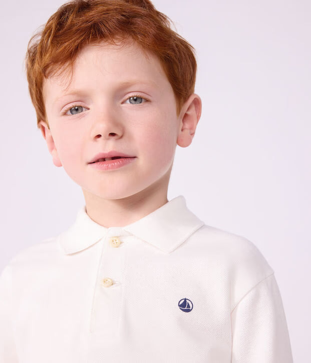 Polo a maniche lunghe in cotone Petit Bateau