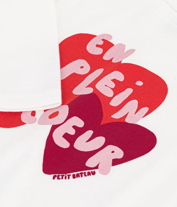 T-shirt a maniche lunghe con motivo a cuore Petit Bateau