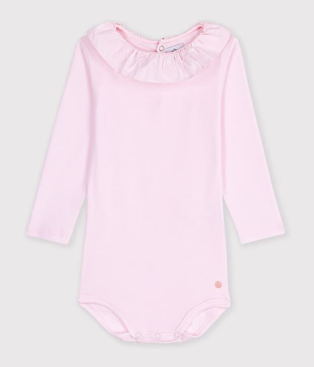 Body con colletto in cotone tinta unita Petit Bateau