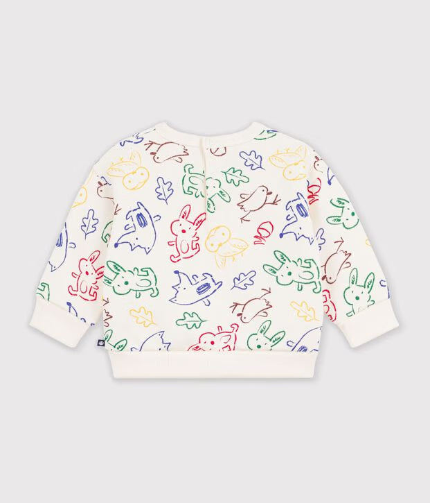 Felpa in cotone con stampa animalier Petit Bateau