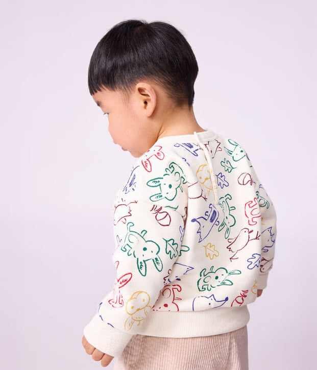 Felpa in cotone con stampa animalier Petit Bateau