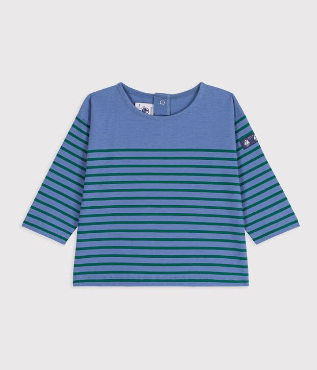 T-shirt a maniche lunghe in cotone a righe Petit Bateau