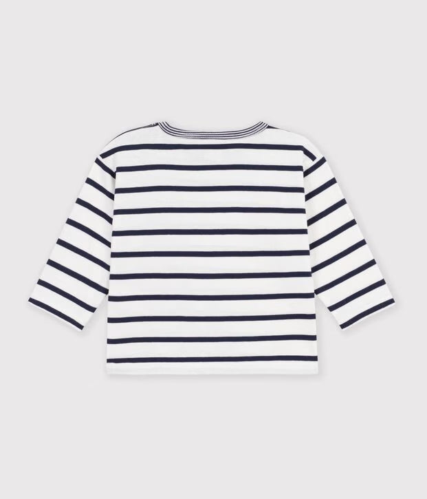 T-shirt a maniche lunghe in cotone a righe Petit Bateau
