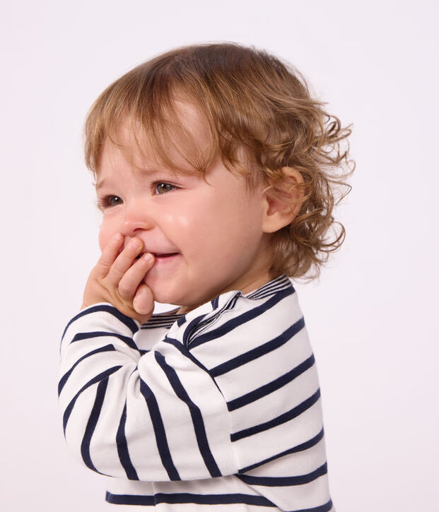 T-shirt a maniche lunghe in cotone a righe Petit Bateau