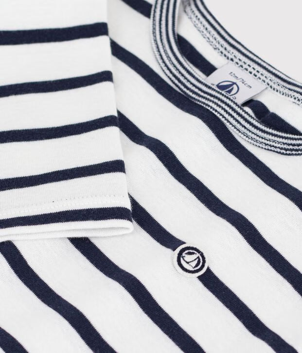 T-shirt a maniche lunghe in cotone a righe Petit Bateau