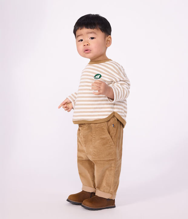 T-shirt a maniche lunghe in cotone a righe Petit Bateau