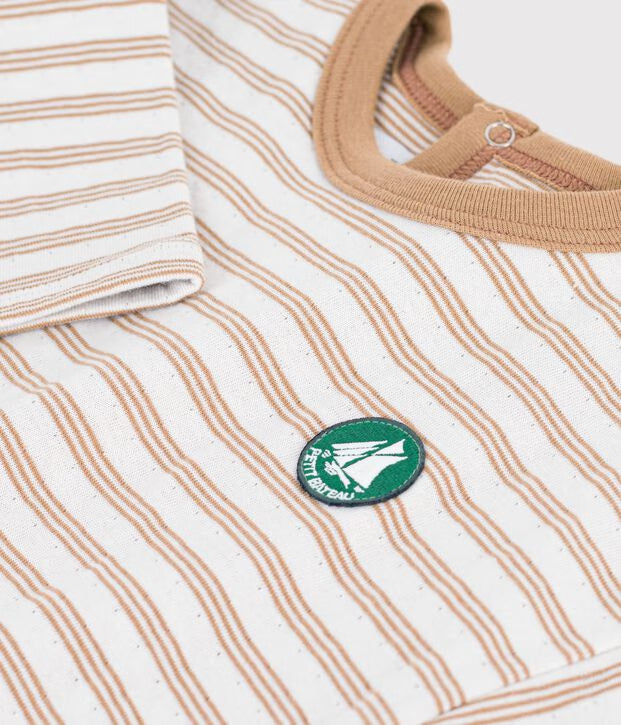 T-shirt a maniche lunghe in cotone a righe Petit Bateau