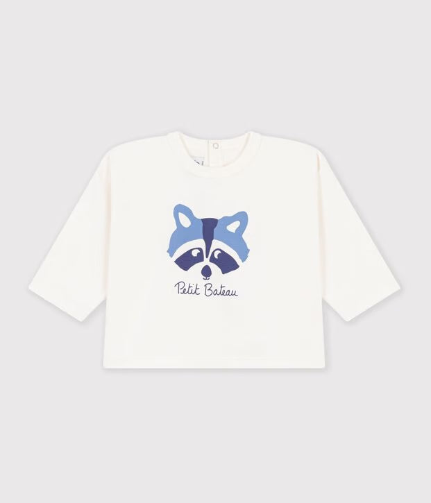 T-shirt a maniche lunghe in cotone tinta unita Petit Bateau