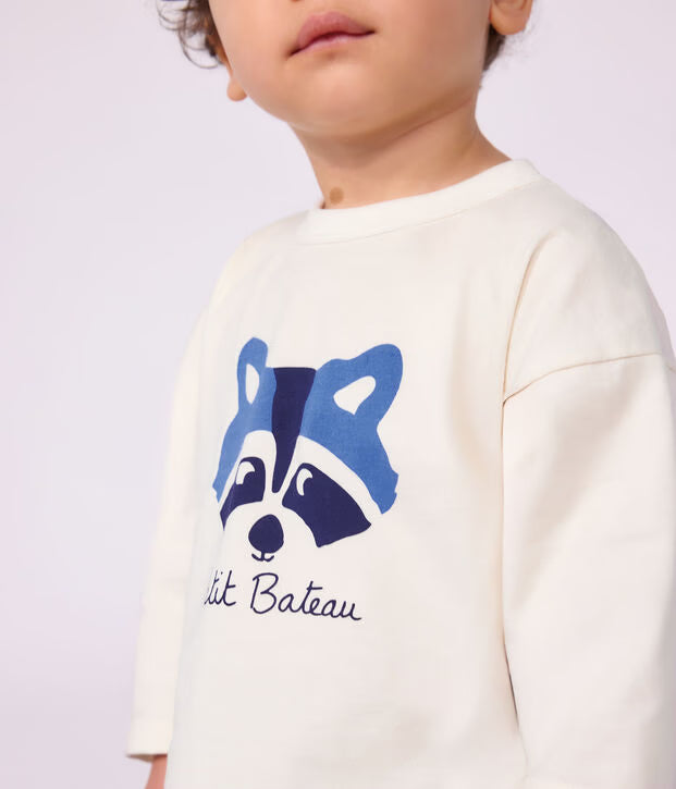 T-shirt a maniche lunghe in cotone tinta unita Petit Bateau