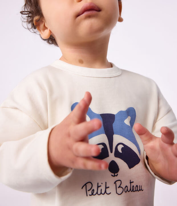 T-shirt a maniche lunghe in cotone tinta unita Petit Bateau