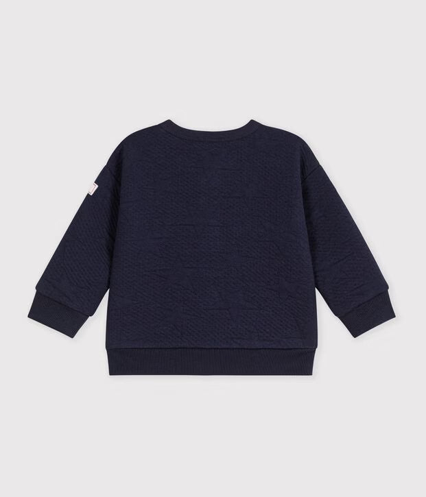 Cardigan in cotone spesso con motivo a stelle blu Petit Bateau