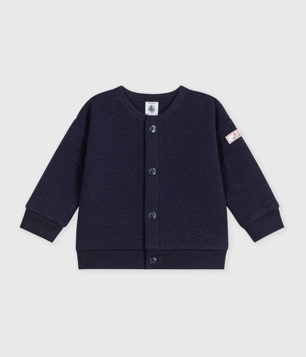 Cardigan in cotone spesso con motivo a stelle blu Petit Bateau