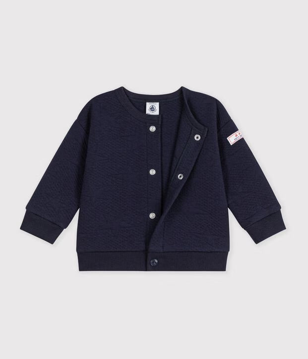 Cardigan in cotone spesso con motivo a stelle blu Petit Bateau