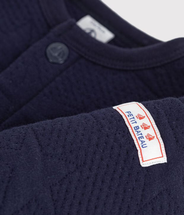 Cardigan in cotone spesso con motivo a stelle blu Petit Bateau
