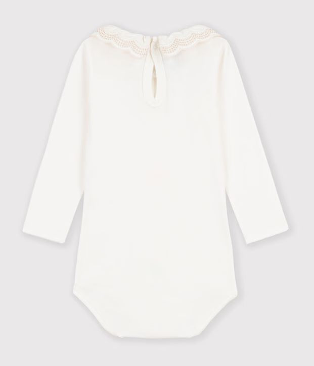 Body con colletto in cotone tinta unita Petit Bateau