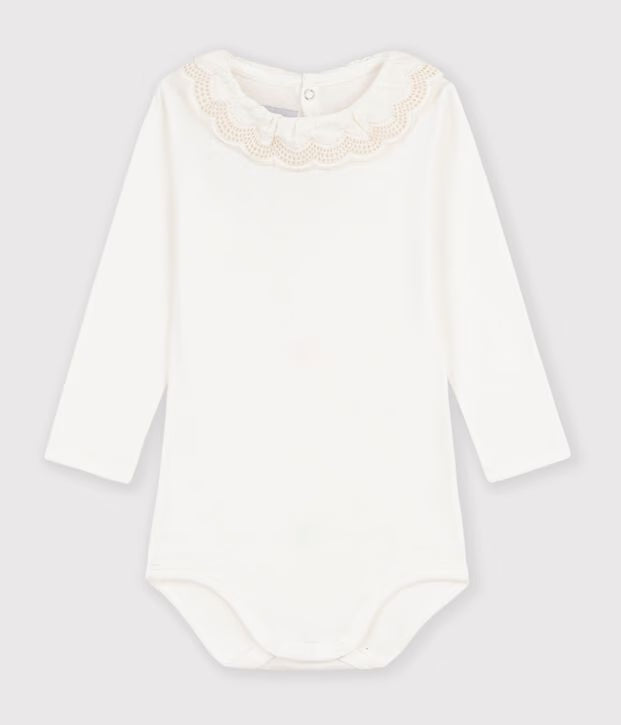 Body con colletto in cotone tinta unita Petit Bateau