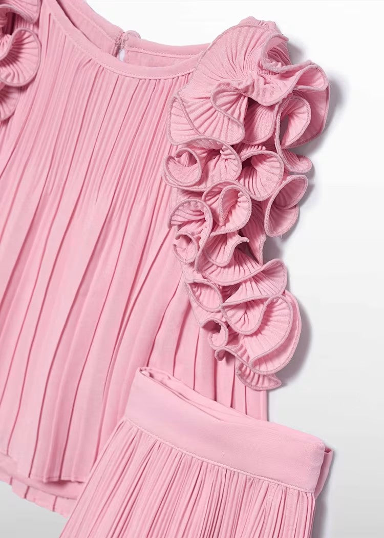 Completo Pantalone Chiffon Plissettata Bambina