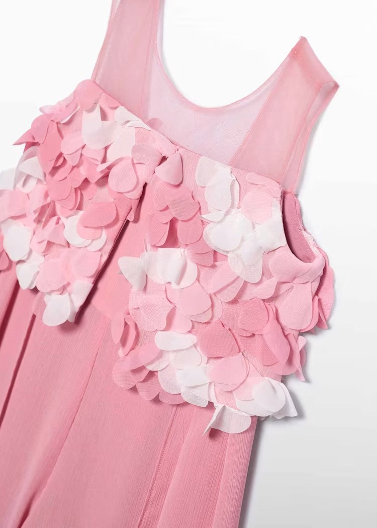 Tuta Lunga Chiffon Fiori 3d Bambina