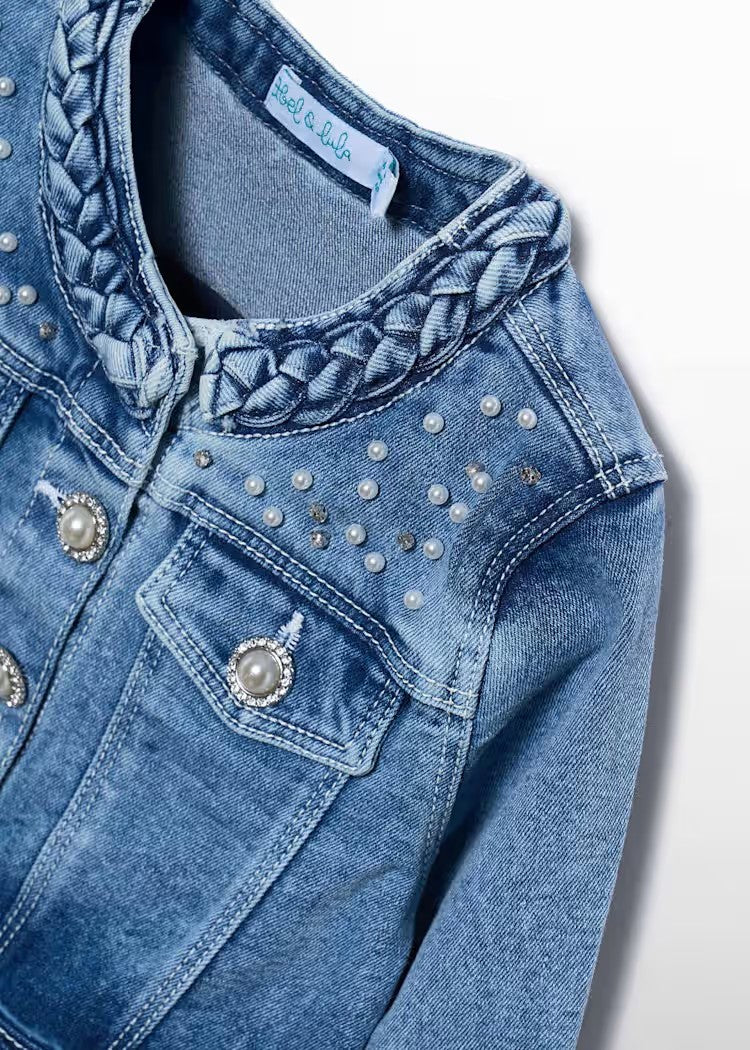 Giacca Denim Perle Bambina