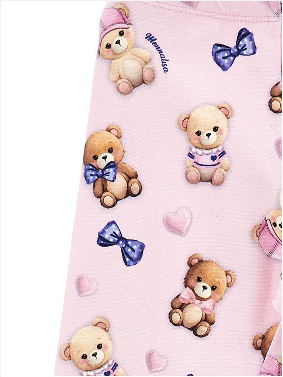 Leggings Monnalisa rosa con stampa orsetti