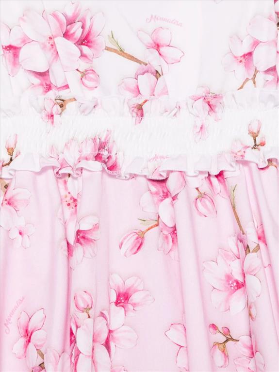 Monnalisa abito rosa e bianco fiori di pesco