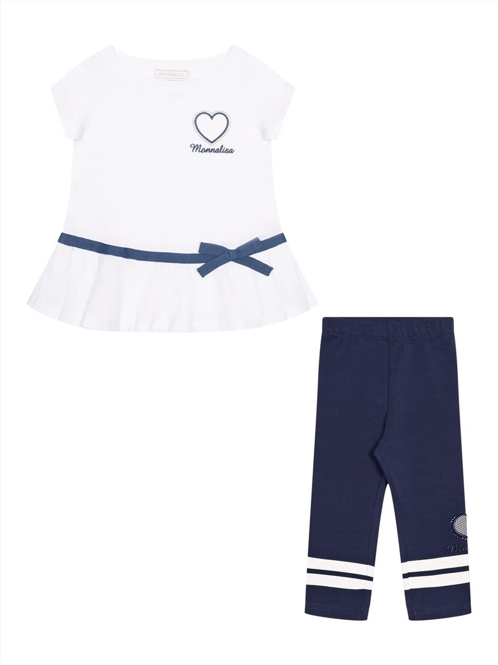 Completo Monnalisa  bianco e blu bambina.