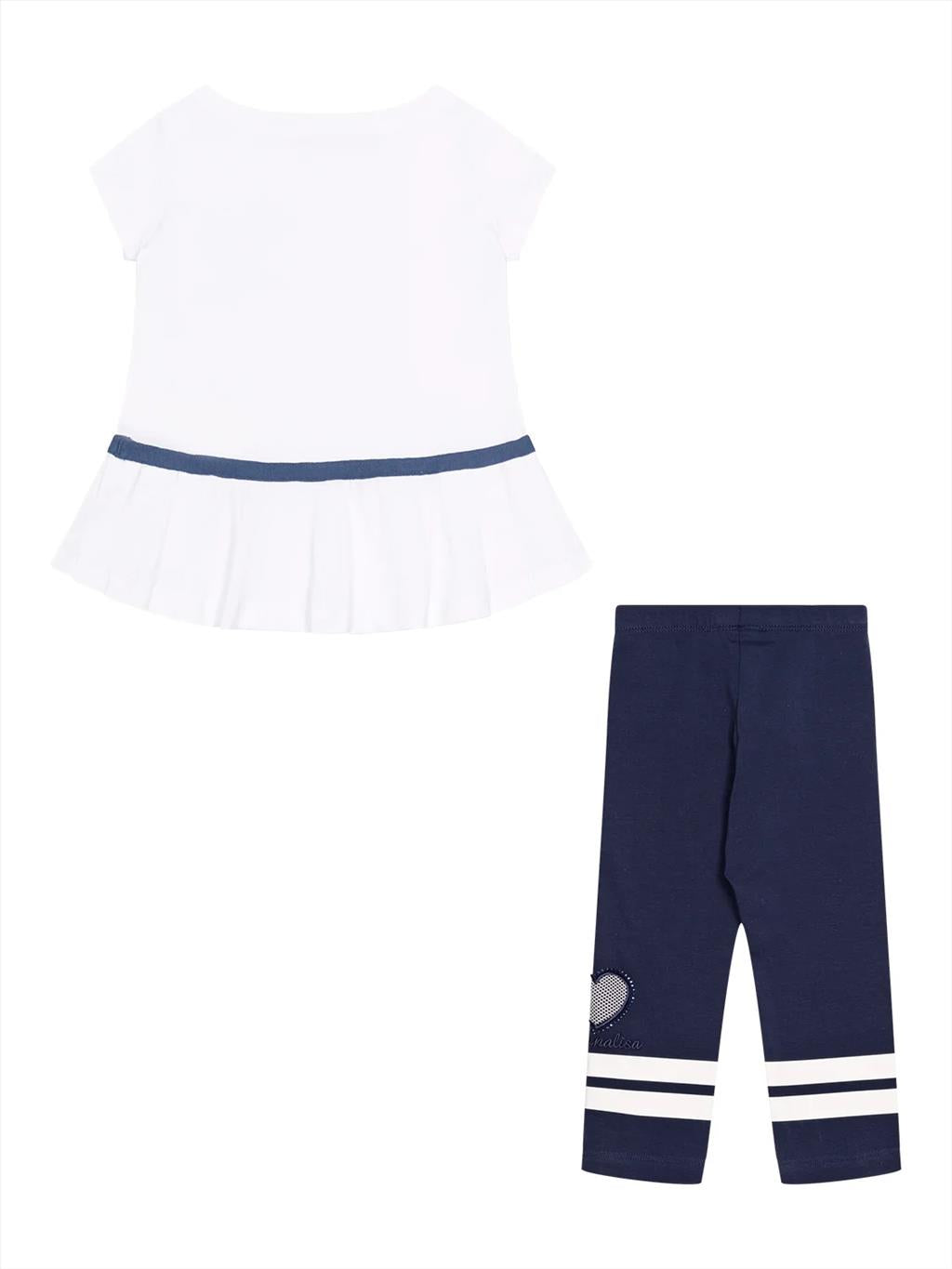 Completo Monnalisa  bianco e blu bambina.