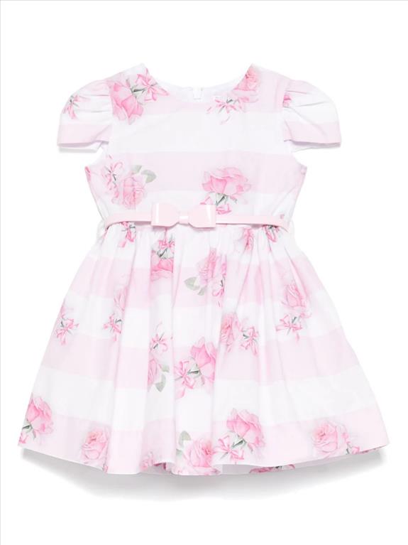 Abito per neonata Monnalisa rosa con stampa rose all-over