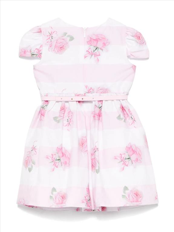 Abito per neonata Monnalisa rosa con stampa rose all-over
